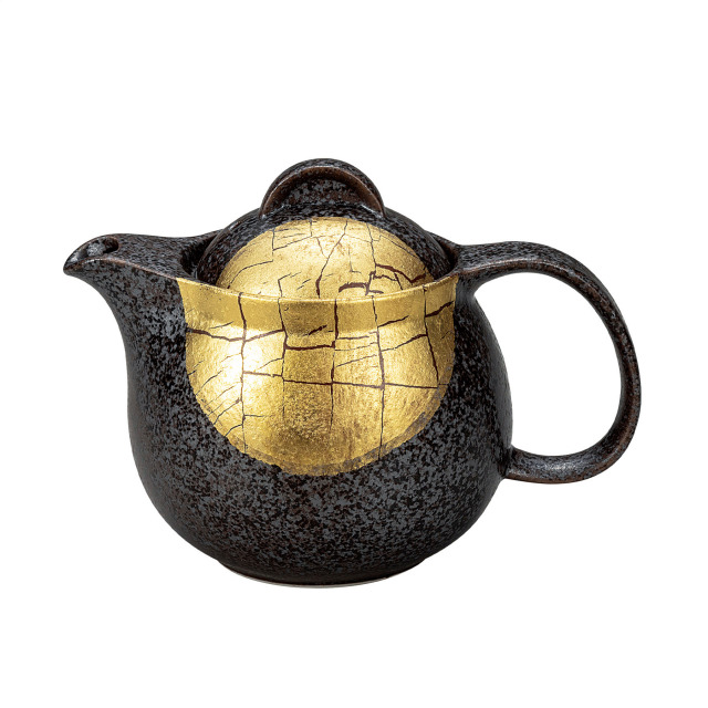 ポット急須・金箔彩（網付）