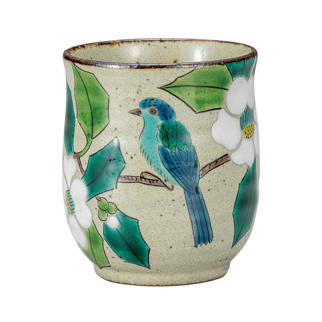 湯呑・白椿に鳥