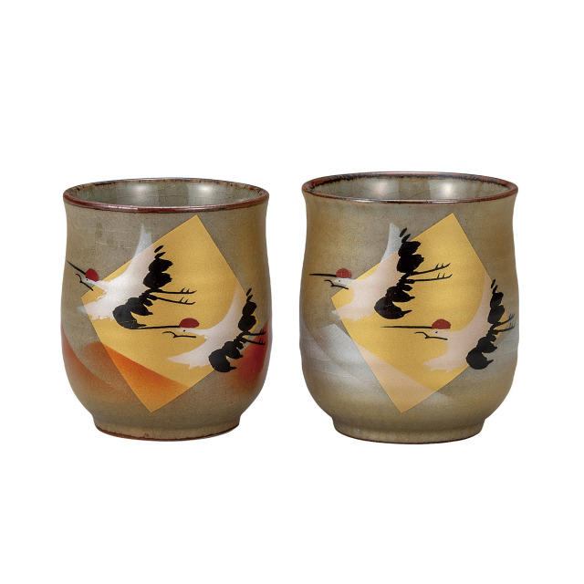 組湯呑・金箔鶴