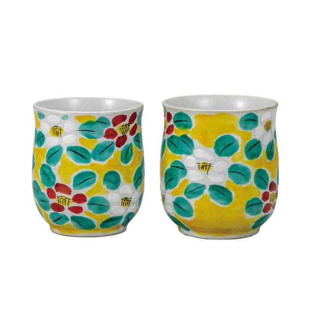 組湯呑・花模様