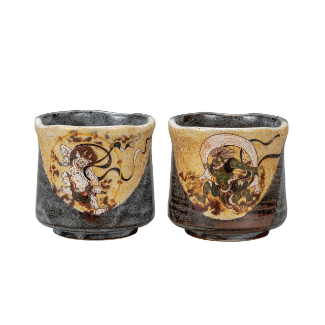組湯呑・風神雷神