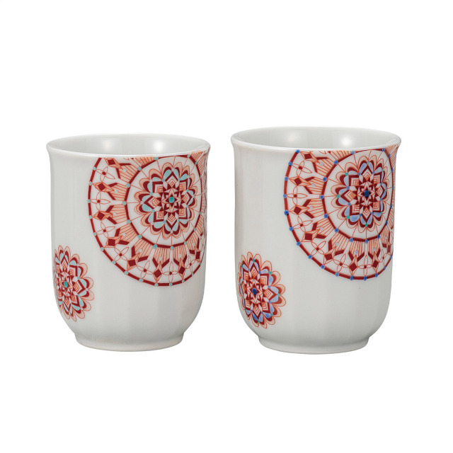 組湯呑・赤絵丸紋