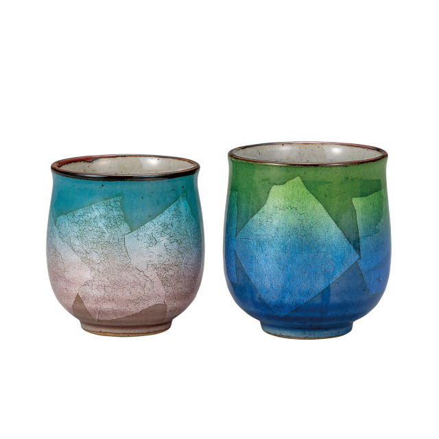 組湯呑・銀彩二色