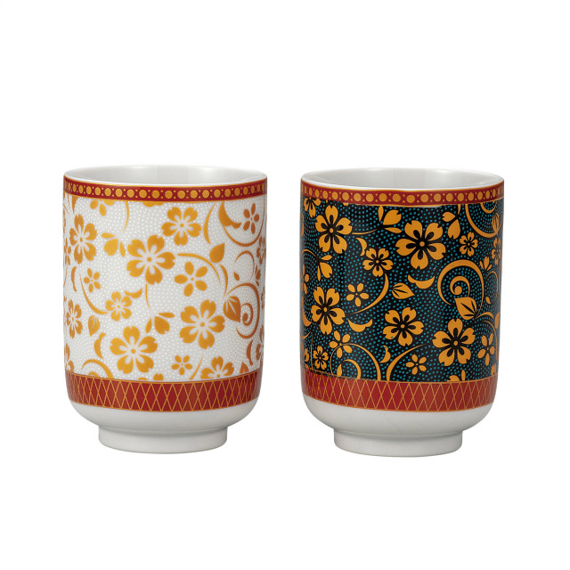 組湯呑・青粒白粒桜