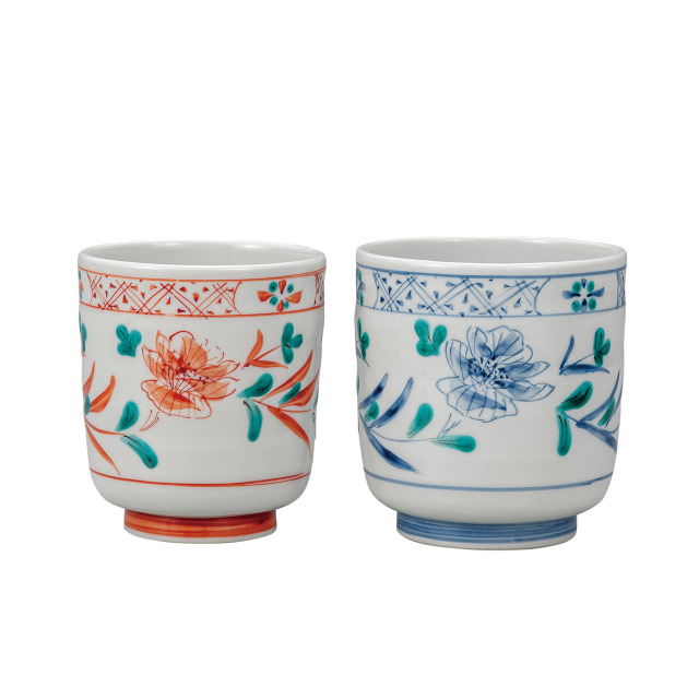 組湯呑・色呉須花渕小紋