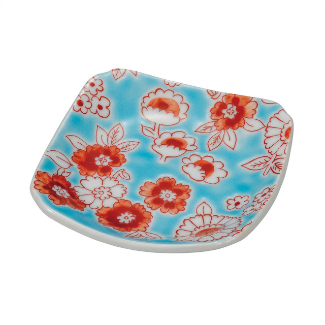 3号皿・フラワーシャワー　水色