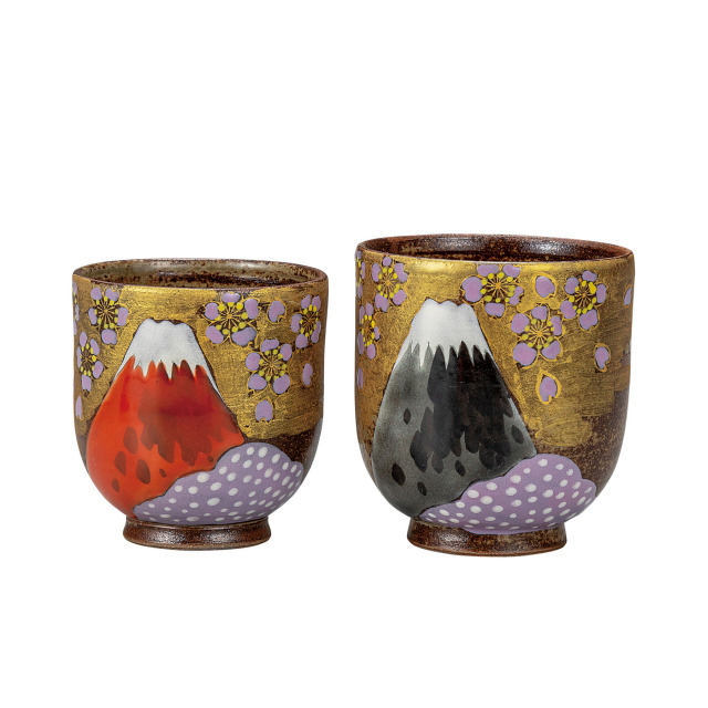 組湯呑・金雲桜富士