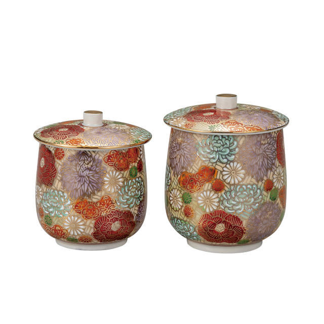 蓋付組湯呑・花詰