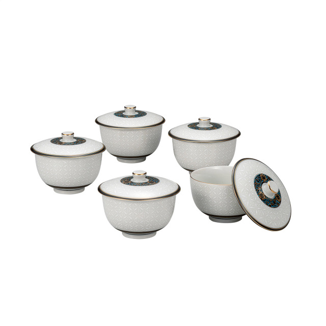 蓋付汲出揃・白七宝