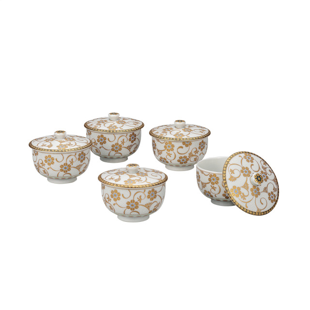 蓋付汲出揃・鉄仙紋