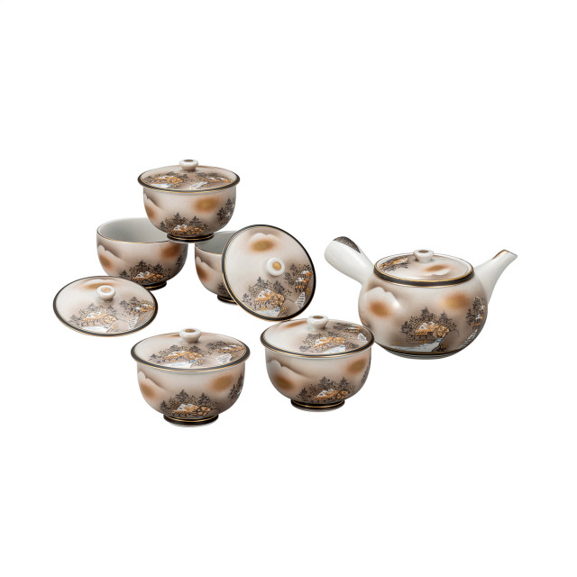 蓋付茶器・墨山水