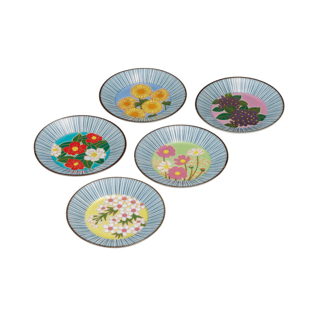 5.2号皿揃・花絵変り