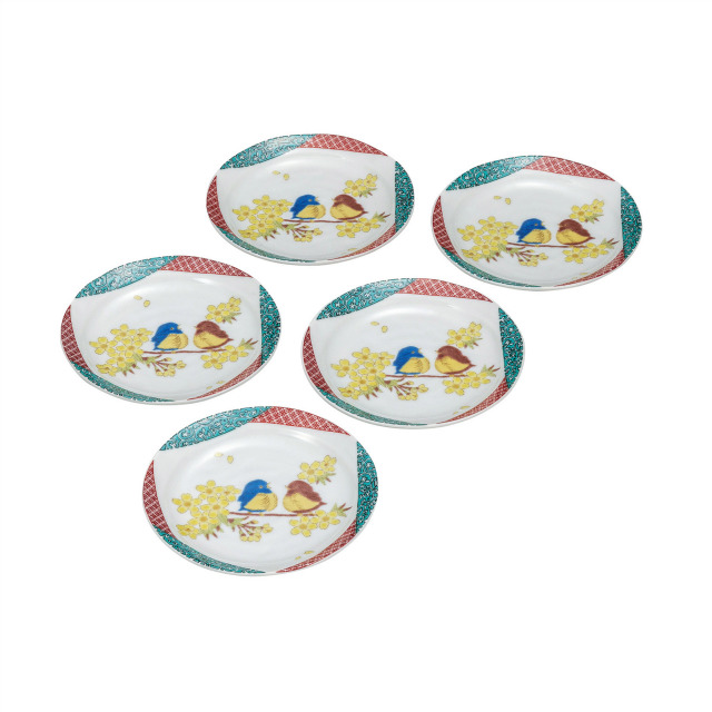 5.5号皿揃・花福雀