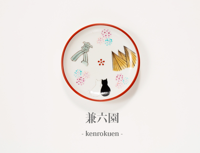 3寸皿　金沢猫・兼六園