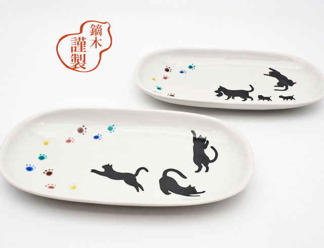 特注品】猫のシルエット皿セット 15set