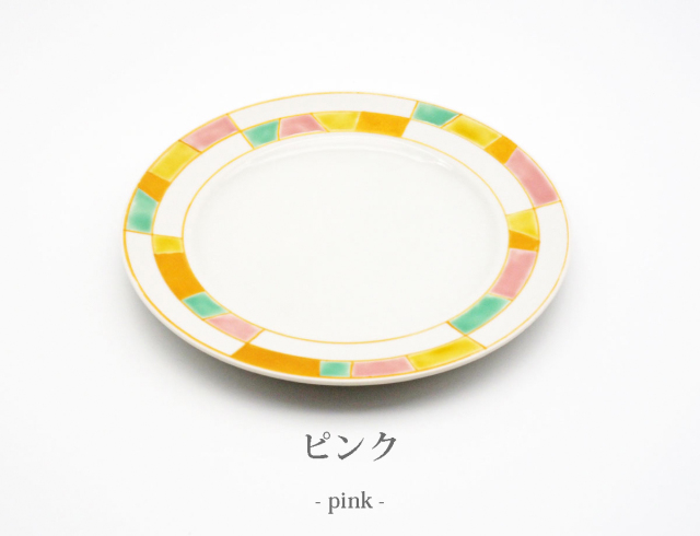 丸皿　パステルモザイク　ピンク