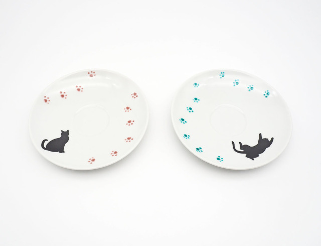 【特注品】猫のシルエット皿セット　15set 特注品】猫のシルエット皿セット15set