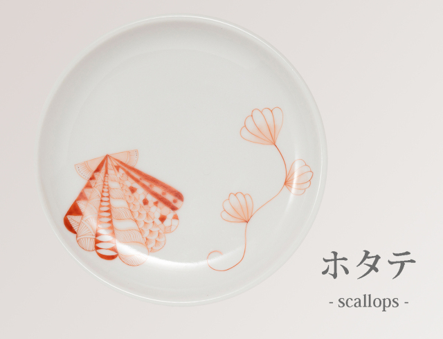 3寸皿　海の生き物・ホタテ / 太田恵利香
