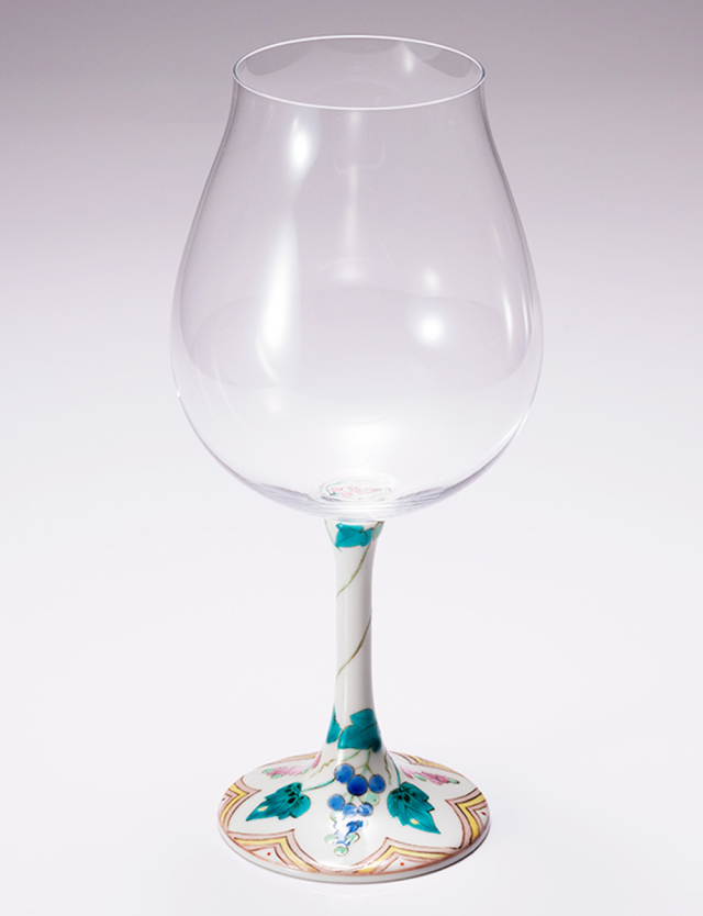 鏑木BNグラス　色絵ぶどう　ピンク / 大兼政花翠