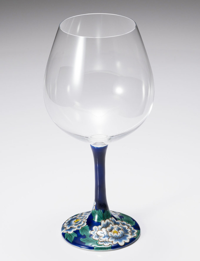 鏑木BOグラス　牡丹　青 / 糠川孝之