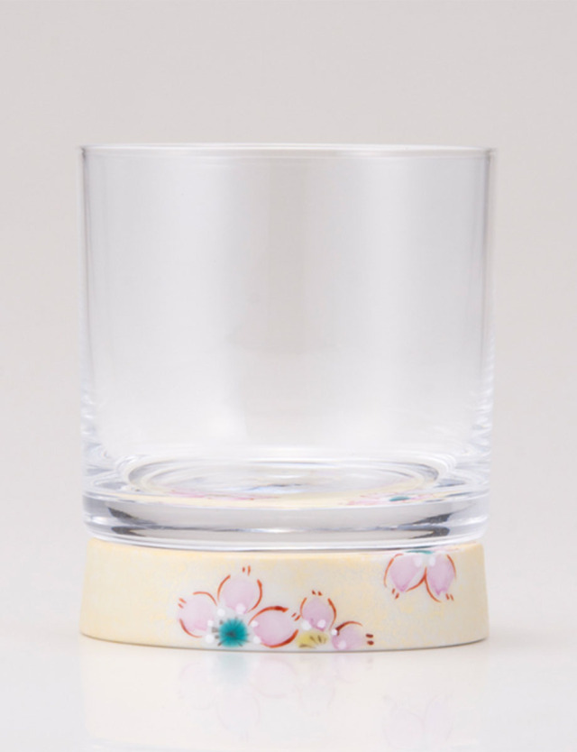 ロックグラス　さくら文　ゴールド