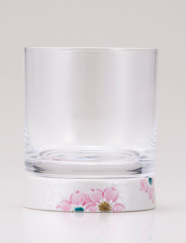 ロックグラス　さくら文　シルバー