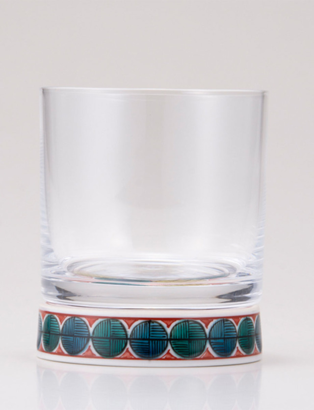 ロックグラス　古九谷丸文