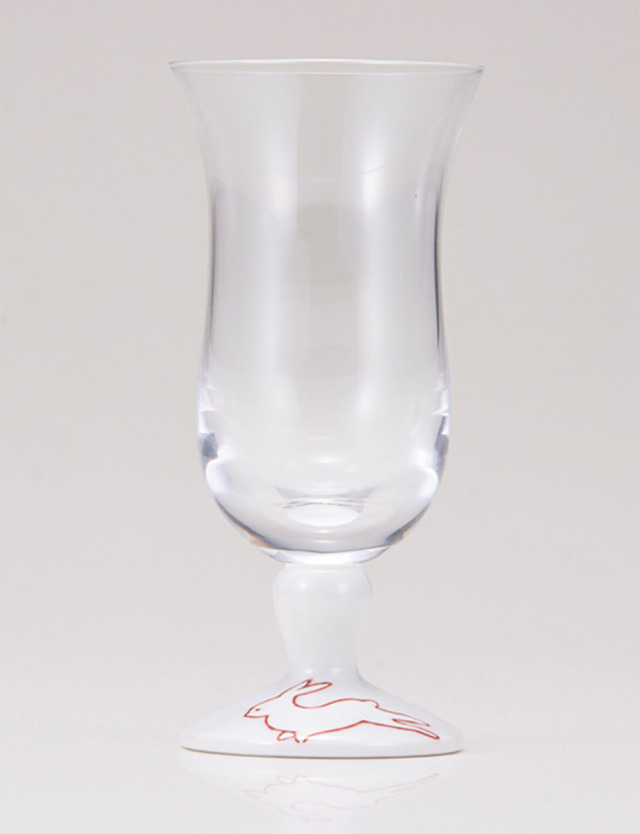 冷酒グラス　うさぎ文　レッド