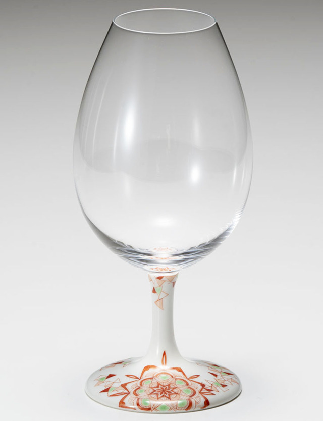 酒グラス　ほどけマンダラ　緑 / 太田恵利香