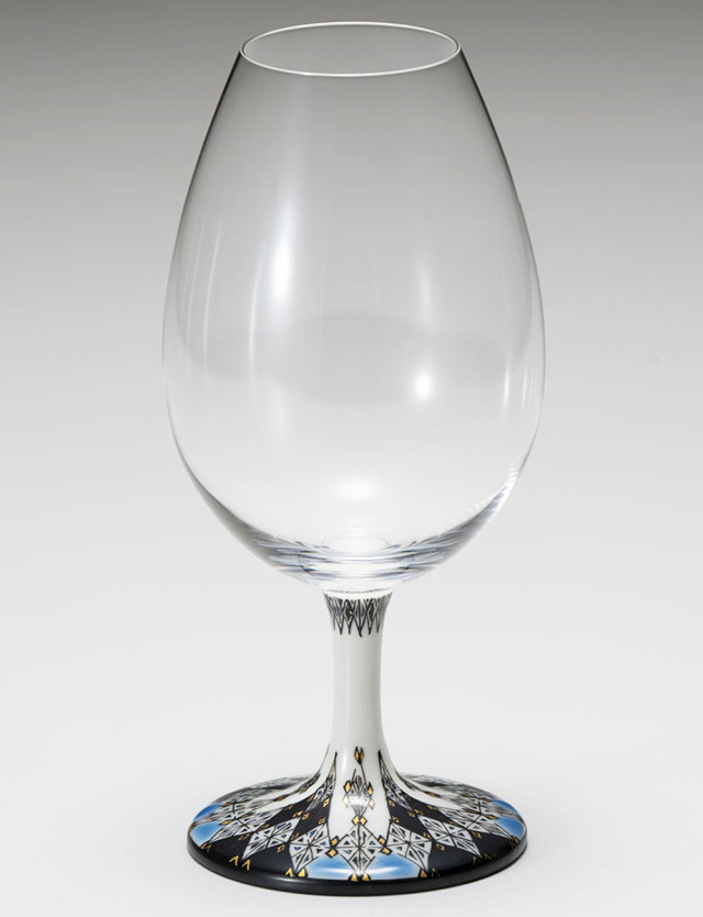 酒グラス　幾何紋金彩　青 / 多田幸史