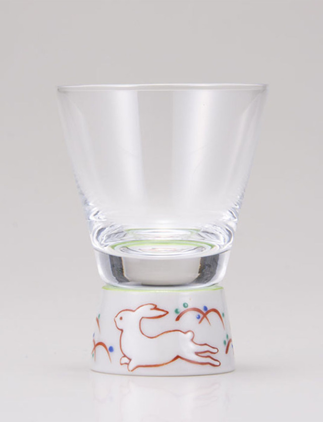 ショットグラス　うさぎ文　レッド