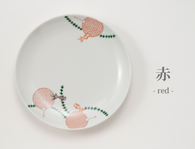 7寸丸皿　金魚すくい・赤 / 梅村めぐみ