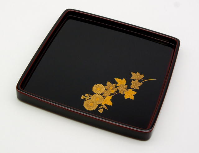 輪島塗　五段蒔絵銘々皿 伝統工芸】輪島塗 蓮 銘々皿 絵変わり 5客揃 坂口政昭氏作