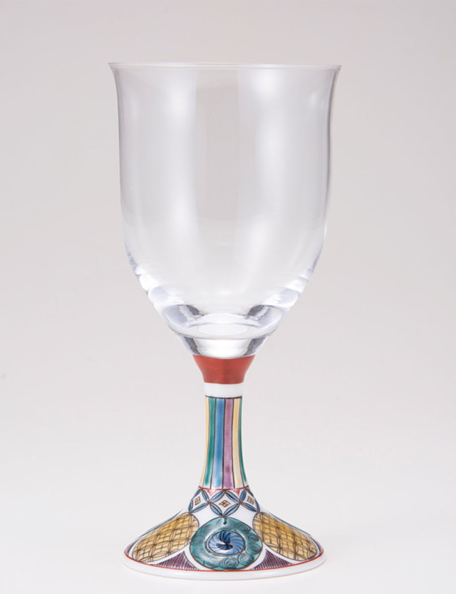 ワイングラス・大　古九谷丸文