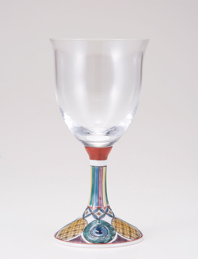 ワイングラス・小　古九谷丸文