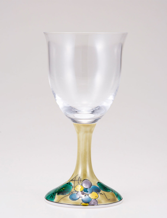 ワイングラス・小　ぶどう　アメ釉