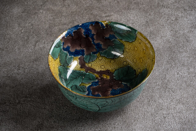 吉田屋窯・青手紫陽花文 鉢