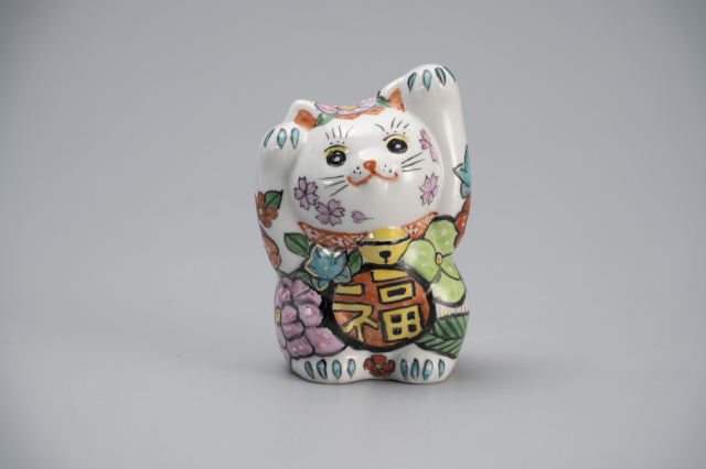 4号両手招き猫・花詰花ちらし