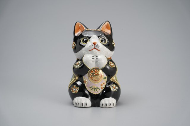 5.2号願掛け猫・黒地盛 小紋
