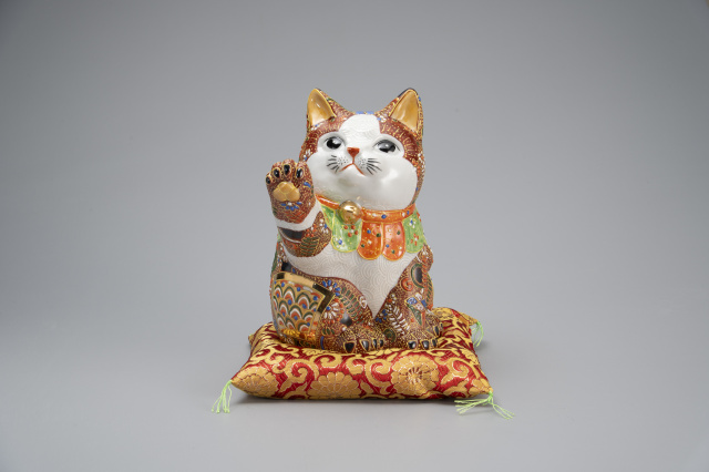 6.5号タッチ猫・盛小紋 ざぶとん付