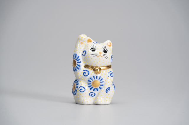 3号招き猫・花盛(青)
