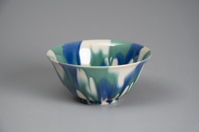 三彩抹茶碗・（青）