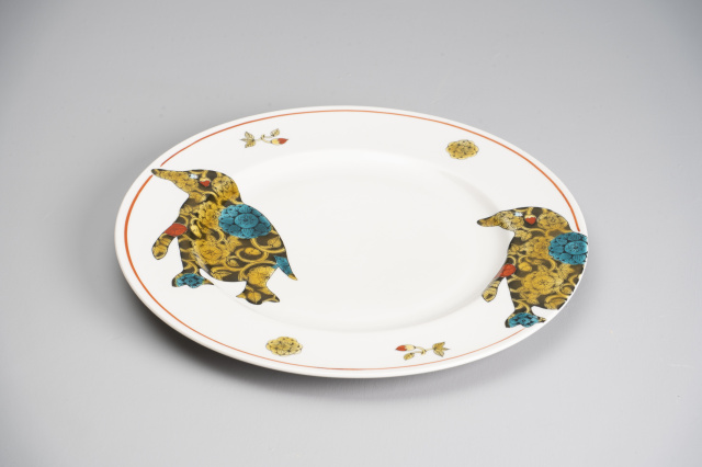 8.5号皿・ボタニカル青手　ペンギン