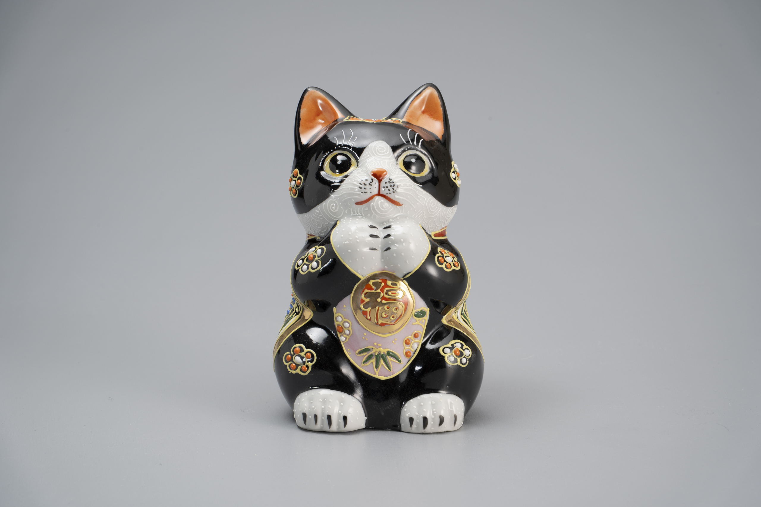 5.2号願掛け猫・黒地盛 小紋