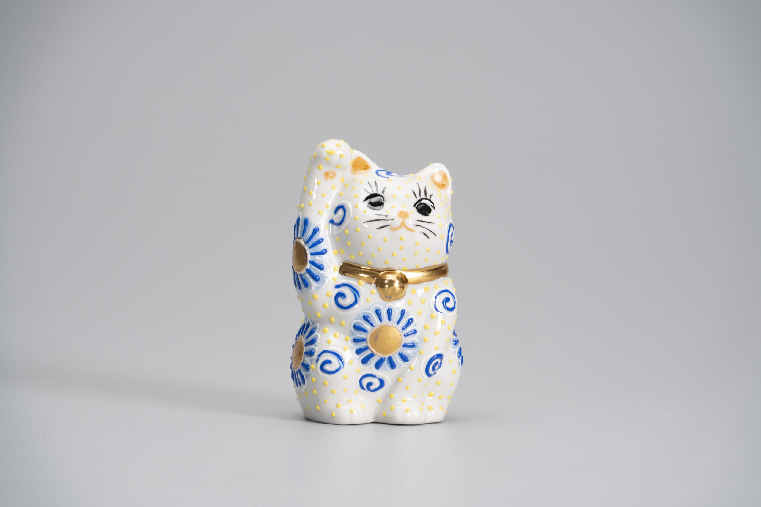 3号招き猫・花盛(青)