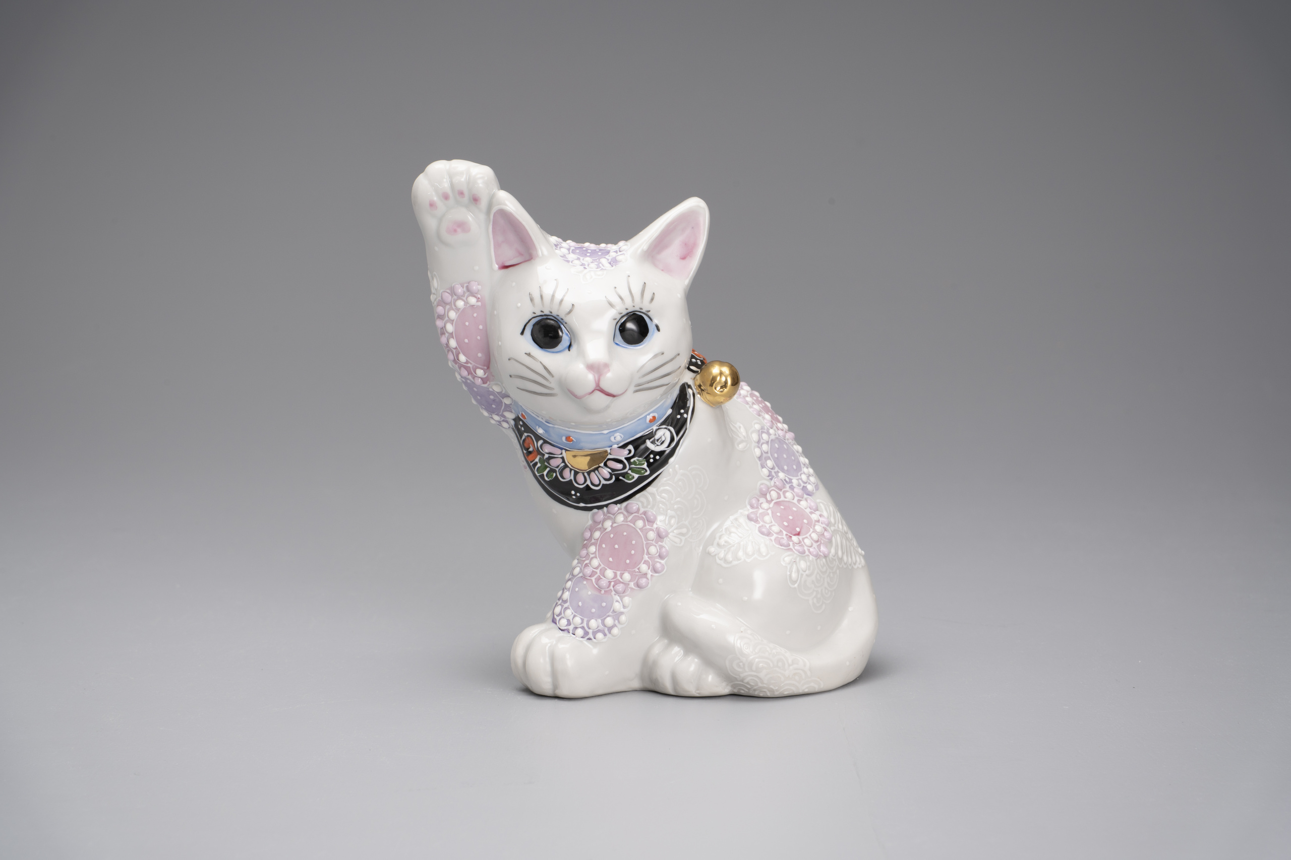 5.5号横座招き猫・花むらさき