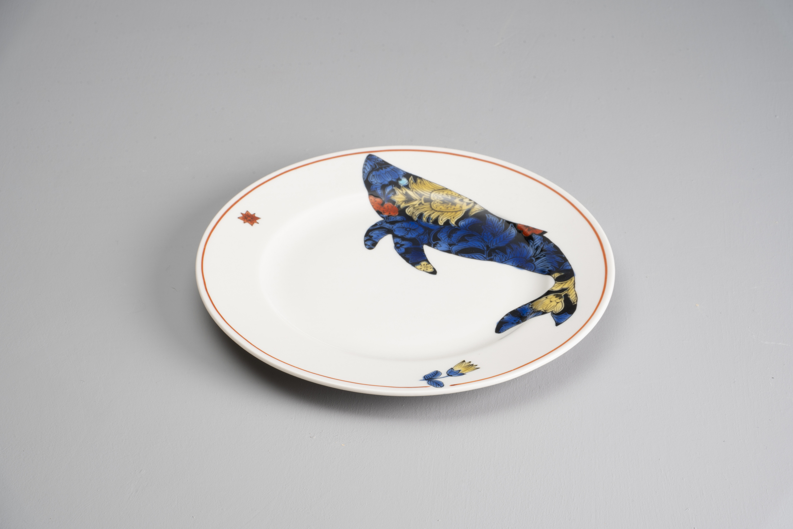 6.5号皿・ボタニカル青手　クジラ