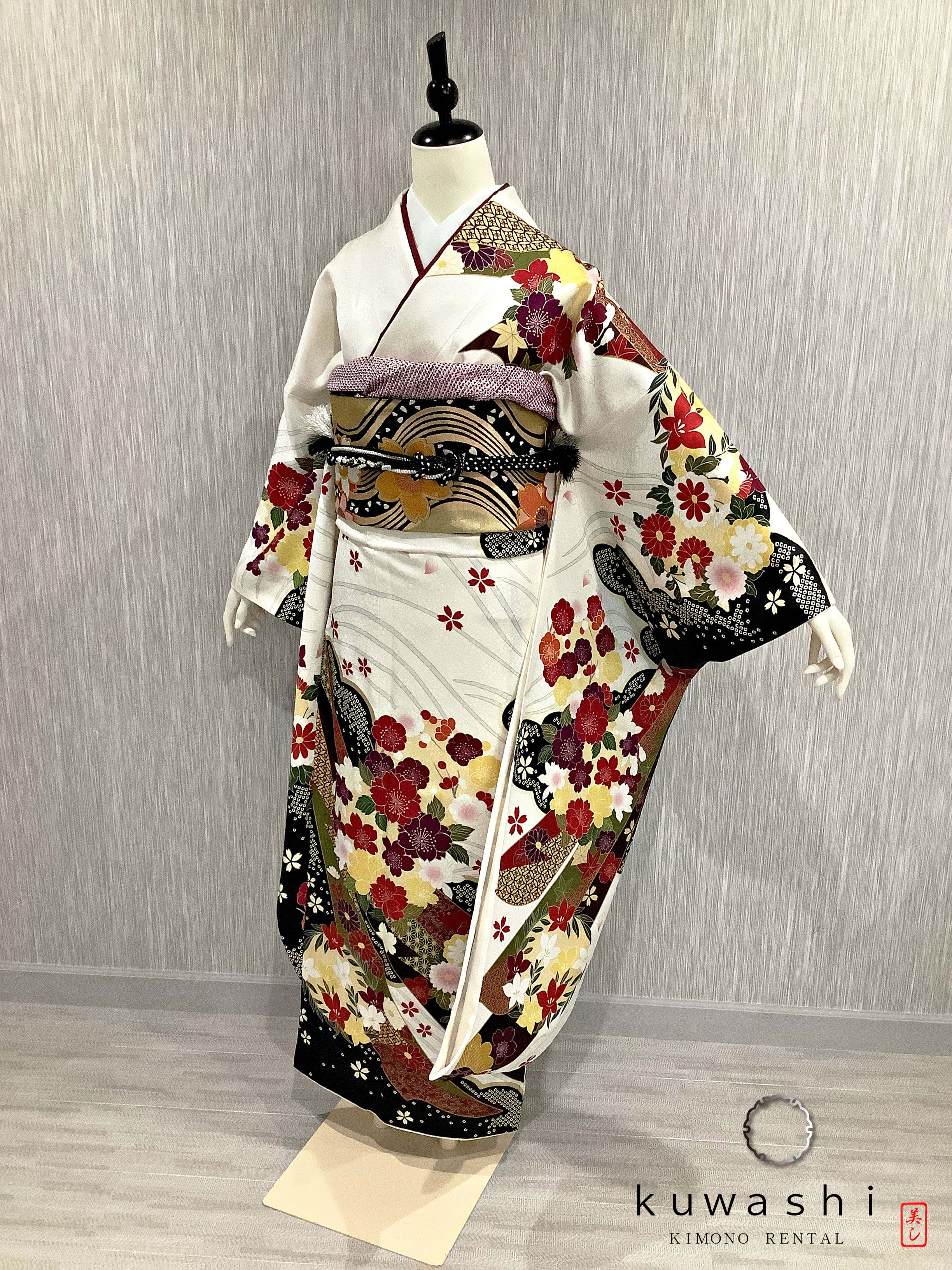 KP1754 振袖 身丈160cm 正絹 着物 成人式
