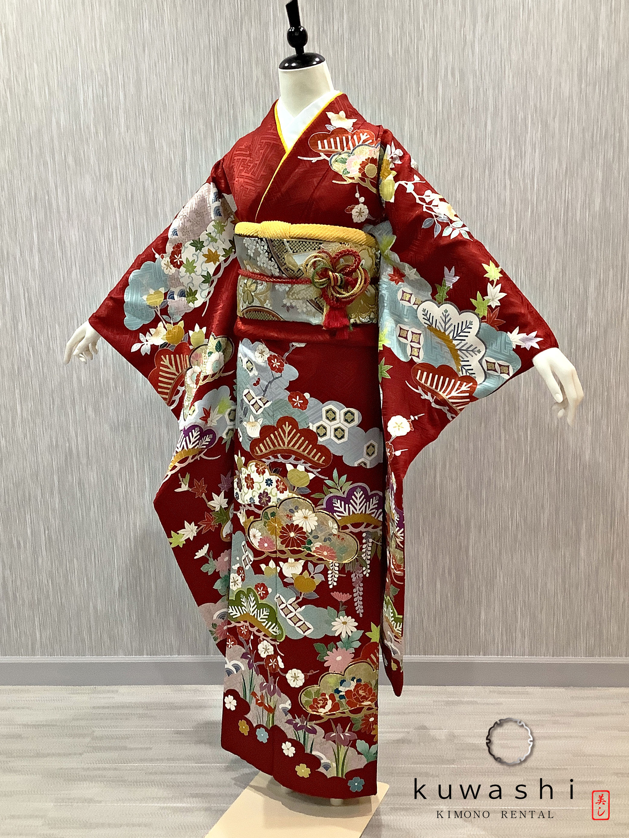 振袖 正絹 京呉服 No.1069 【正絹 京友禅】シックな紺地に配された大きな椿と