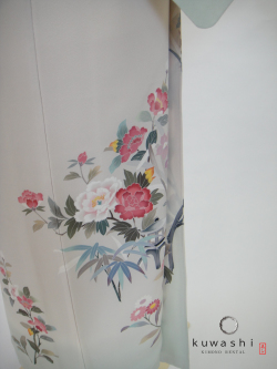 三越　訪問着　セット　正絹　袋帯 正絹訪問着レンタル】10018ライトベージュ加賀友禅調正絹訪問着